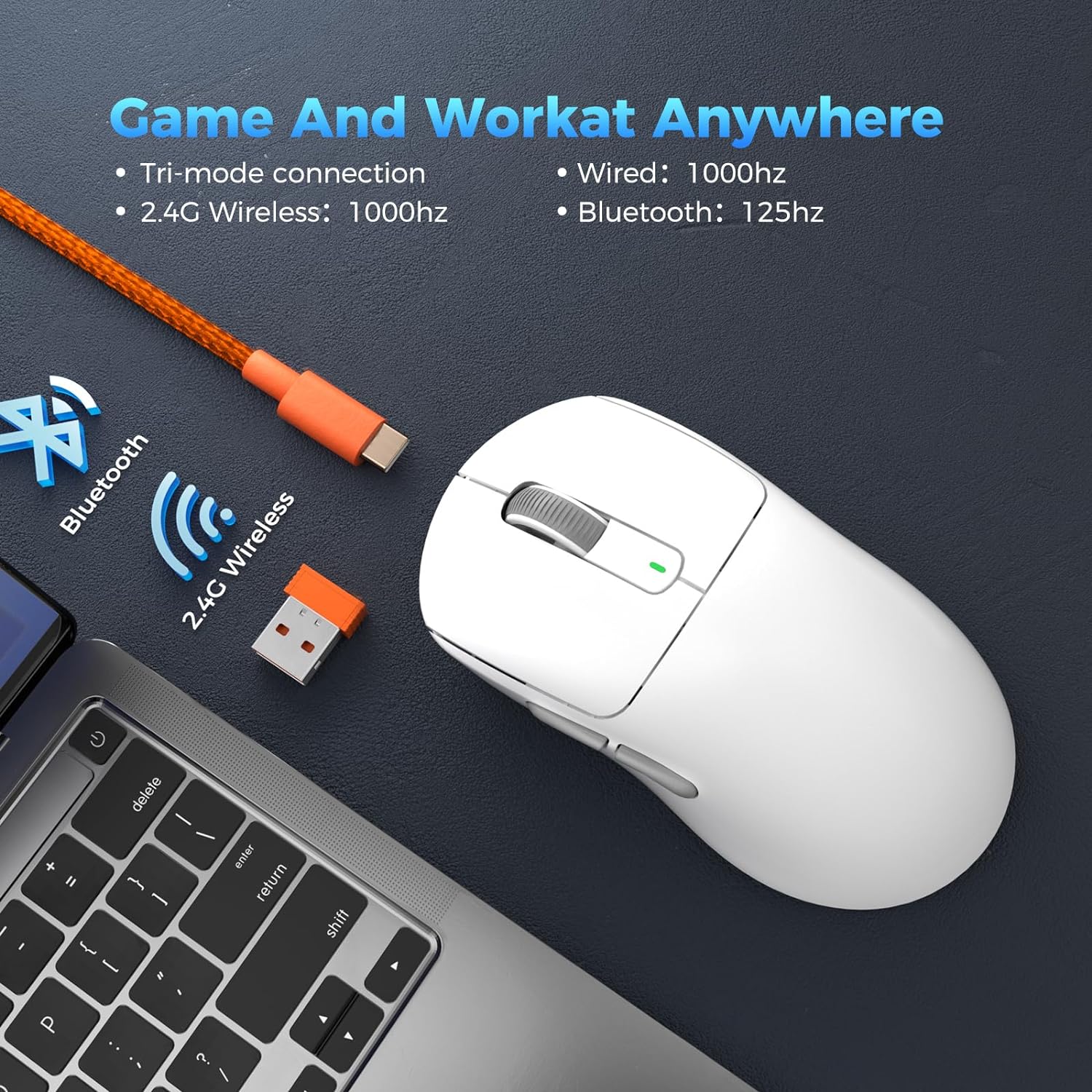 Wireless Gaming Mouse Ultralight Optical Esports 55g, White - KeysCaps