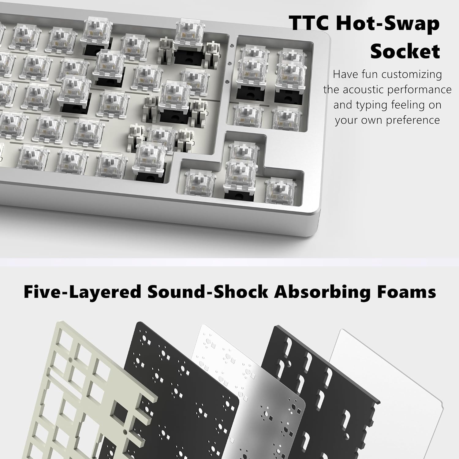 Gaming Mechanical Keyboard Wireless Hot-Swappable Aluminum Creamy Bluetooth/2.4G - KeysCaps