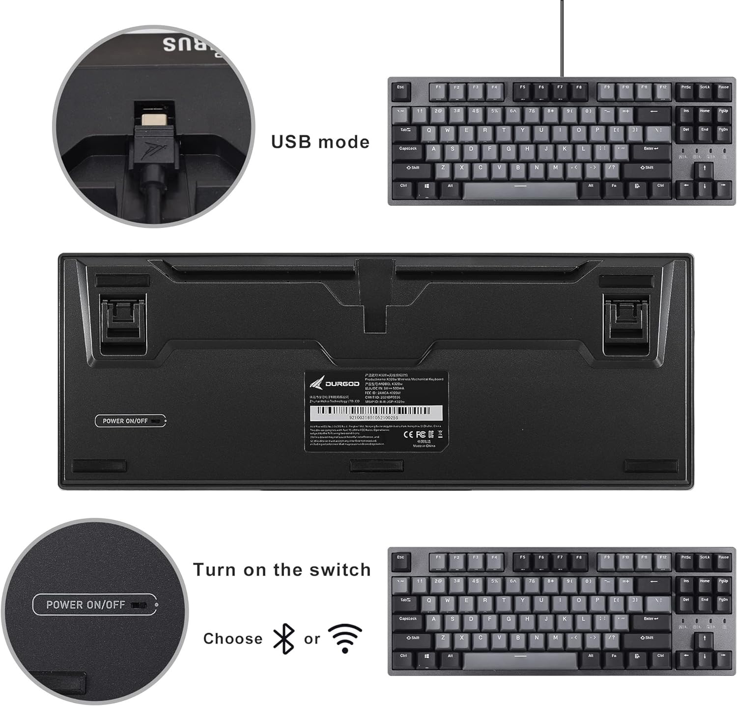 Wired Mechanical Gaming Keyboard - 87 Key - Double Shot PBT - KeysCaps