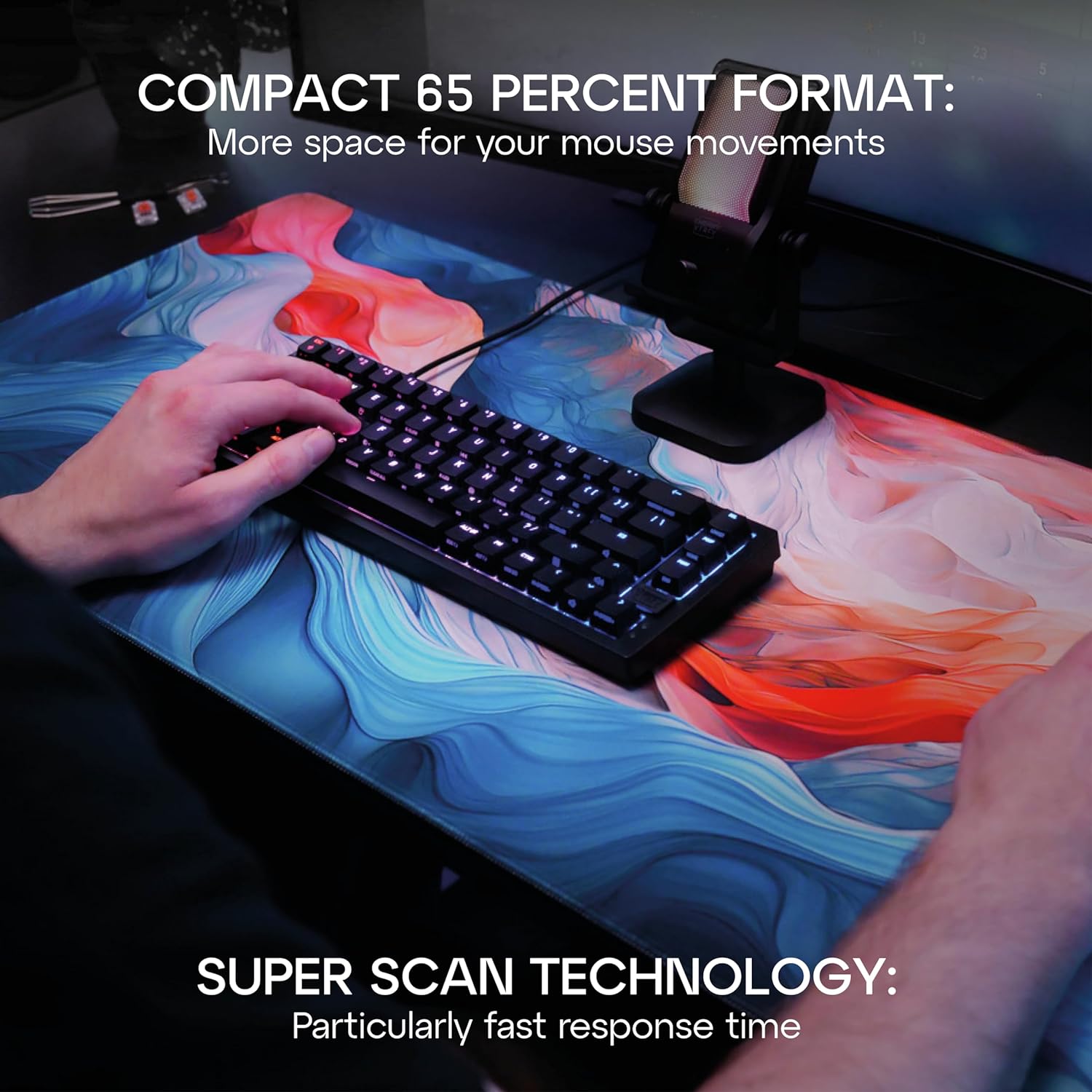 Compact Mechanical Gaming Keyboard 65% Hot-Swappable - KeysCaps