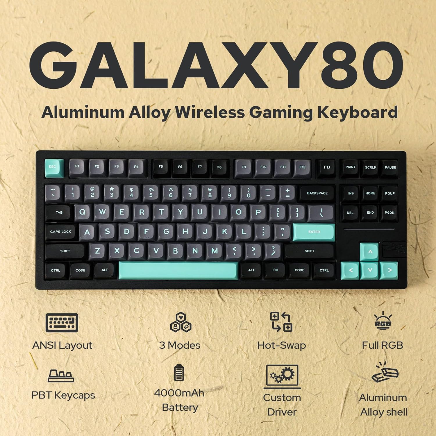 Gaming Wireless Mechanical Keyboard Aluminum Alloy Hot-Swappable Gasket-Mounted - KeysCaps