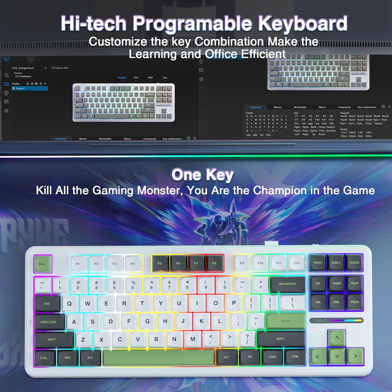 Wireless Custom Mechanical Gaming Keyboard Hot Swappable 2.4Ghz