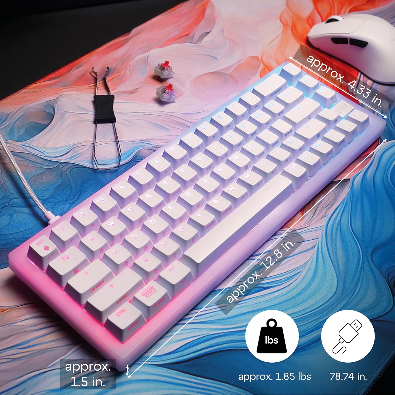 Compact Mechanical Gaming Keyboard 65% Hot-Swappable - KeysCaps