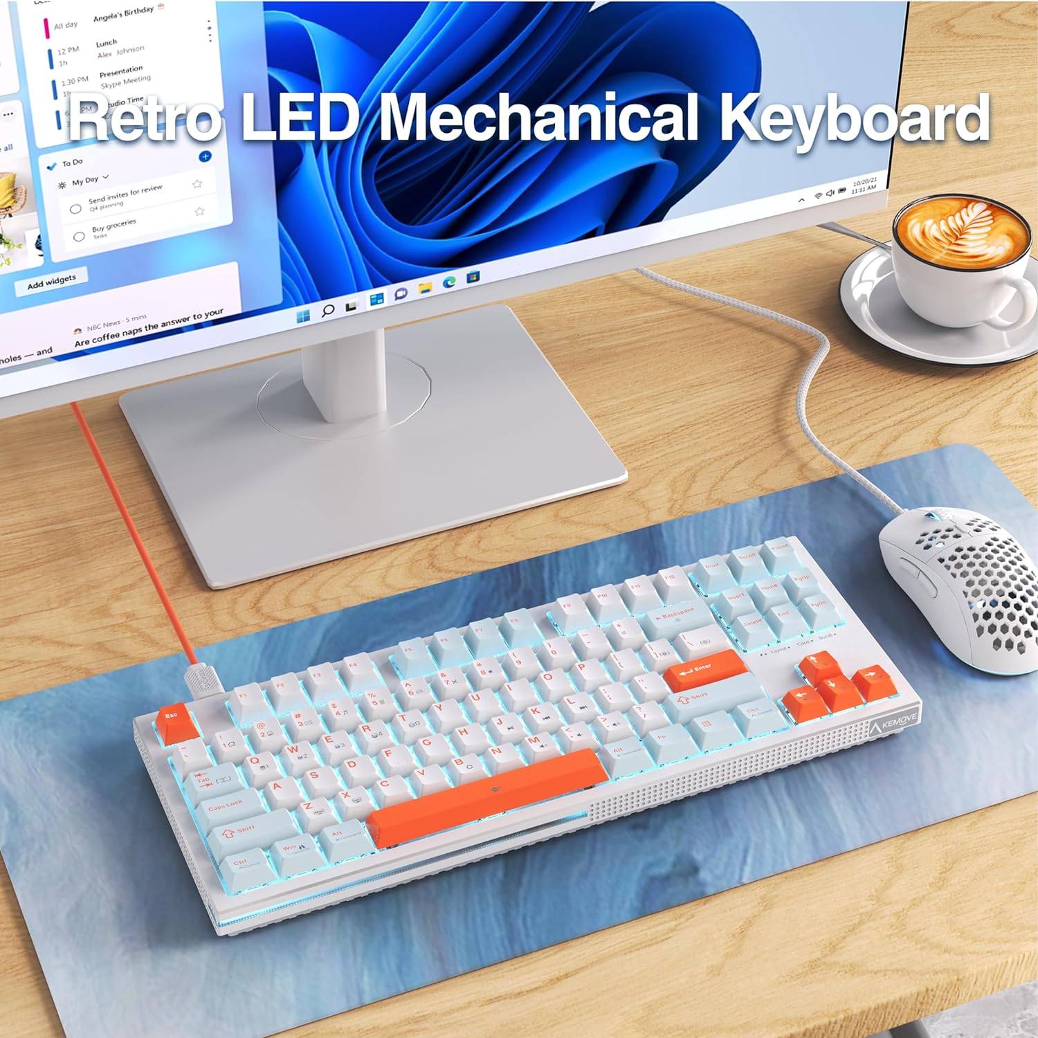 Mechanical Gaming Keyboard TKL Compact Wired Gaming Keyboard LED Backlit