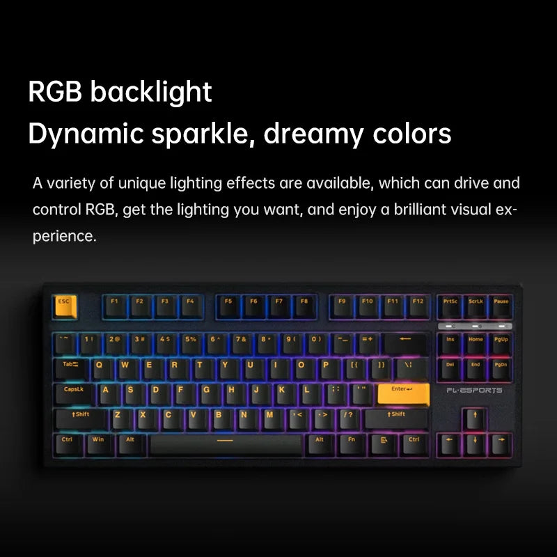 Wired Mechanical Keyboard RGB Backlight Hot-swap 87 PBT Keycaps - KeysCaps