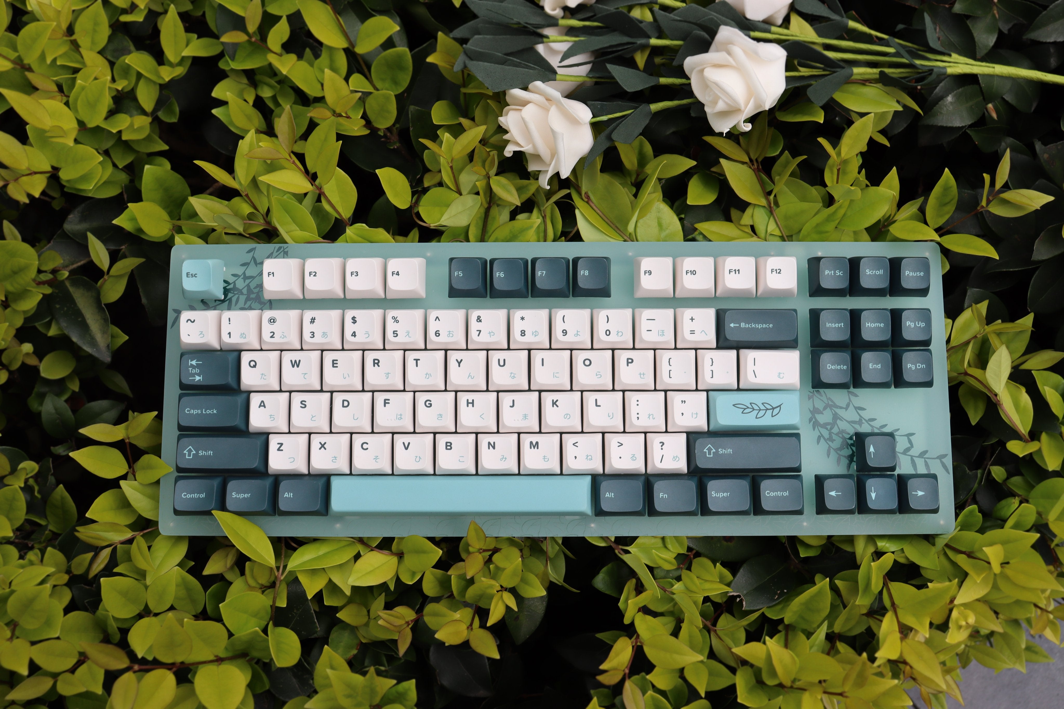 Gaming Mechanical Keyboard TKL Hot Swappable RGB with Plant Theme - KeysCaps