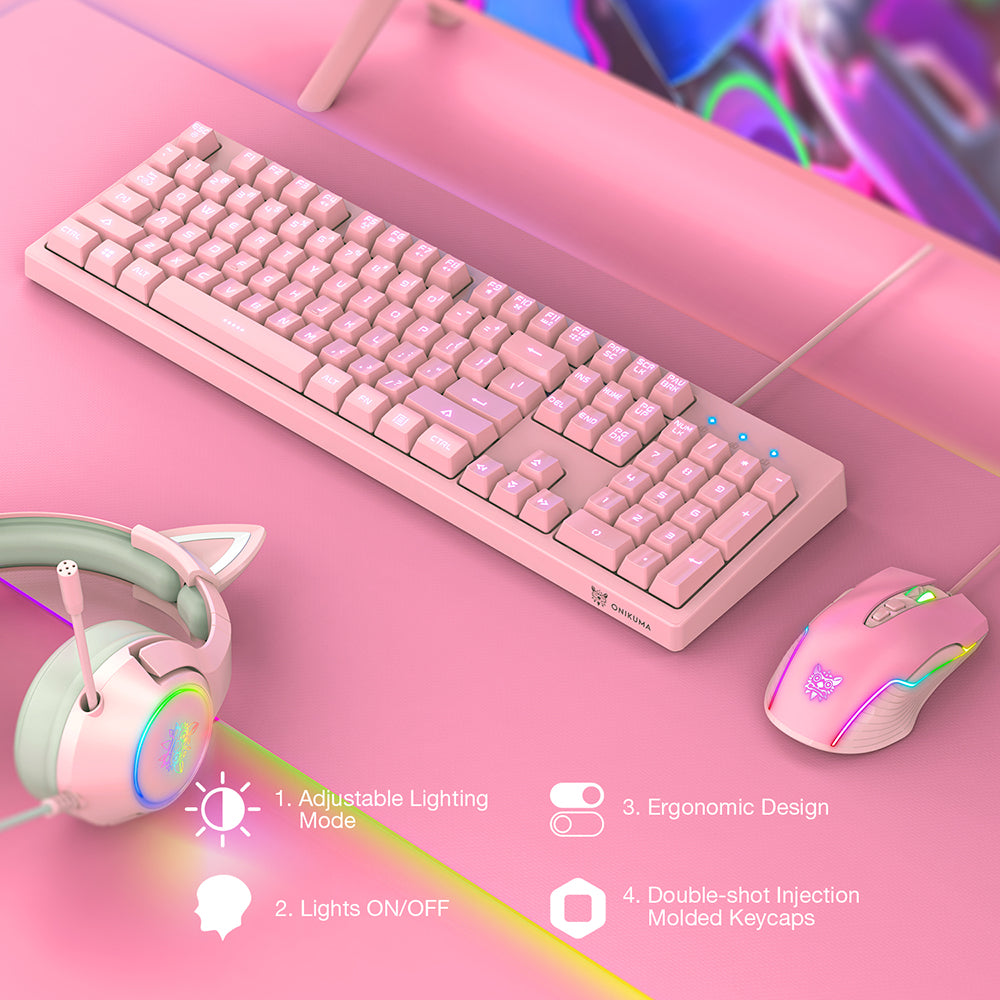 Pink Gaming Keyboard Set