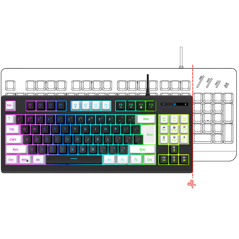 Luminous Gaming Mechanical Keyboard E-Sports RGB Wired 87 Keys - KeysCaps