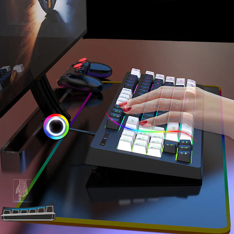 Luminous Gaming Mechanical Keyboard E-Sports RGB Wired 87 Keys - KeysCaps