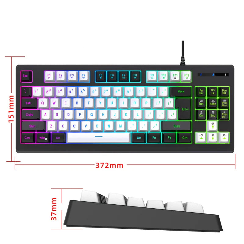 Luminous Gaming Mechanical Keyboard E-Sports RGB Wired 87 Keys - KeysCaps
