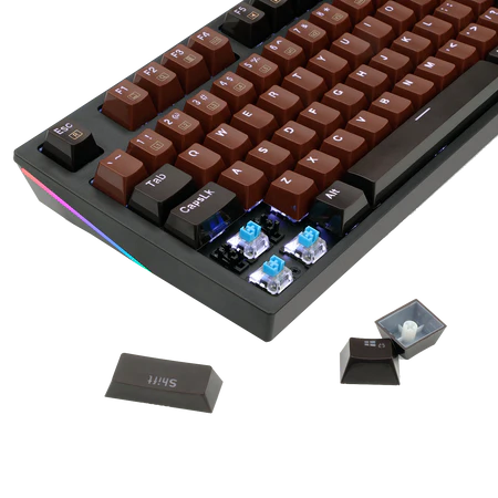 Mechanical Gaming Keyboard Ultra-Fast V-Optical Blue Switches, White Backlit - KeysCaps