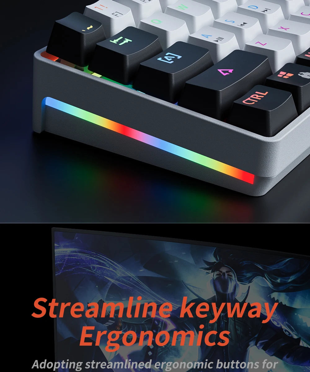 Gaming Mechanical Keyboard Detachable Cable RGB Backlit Hot Swappable - KeysCaps