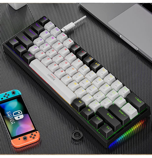 Mini Backlit RGB Gaming Mechanical Keyboard 60% Custom Keycap Hotswap - KeysCaps