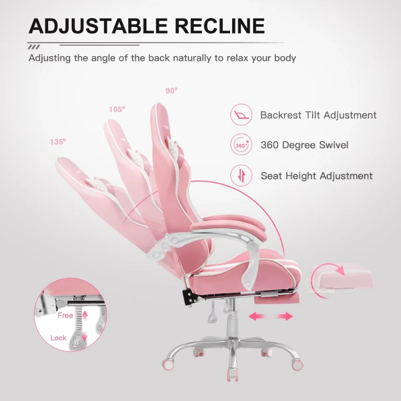 Adjustable Gaming Chair with Footrest - KeysCaps