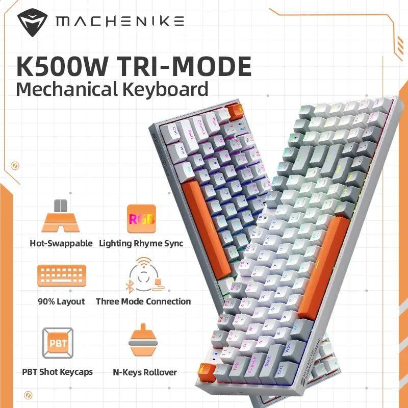 Wireless Gaming Mechanical Keyboard Hot Swap Tri-mode RGB Backlit - KeysCaps