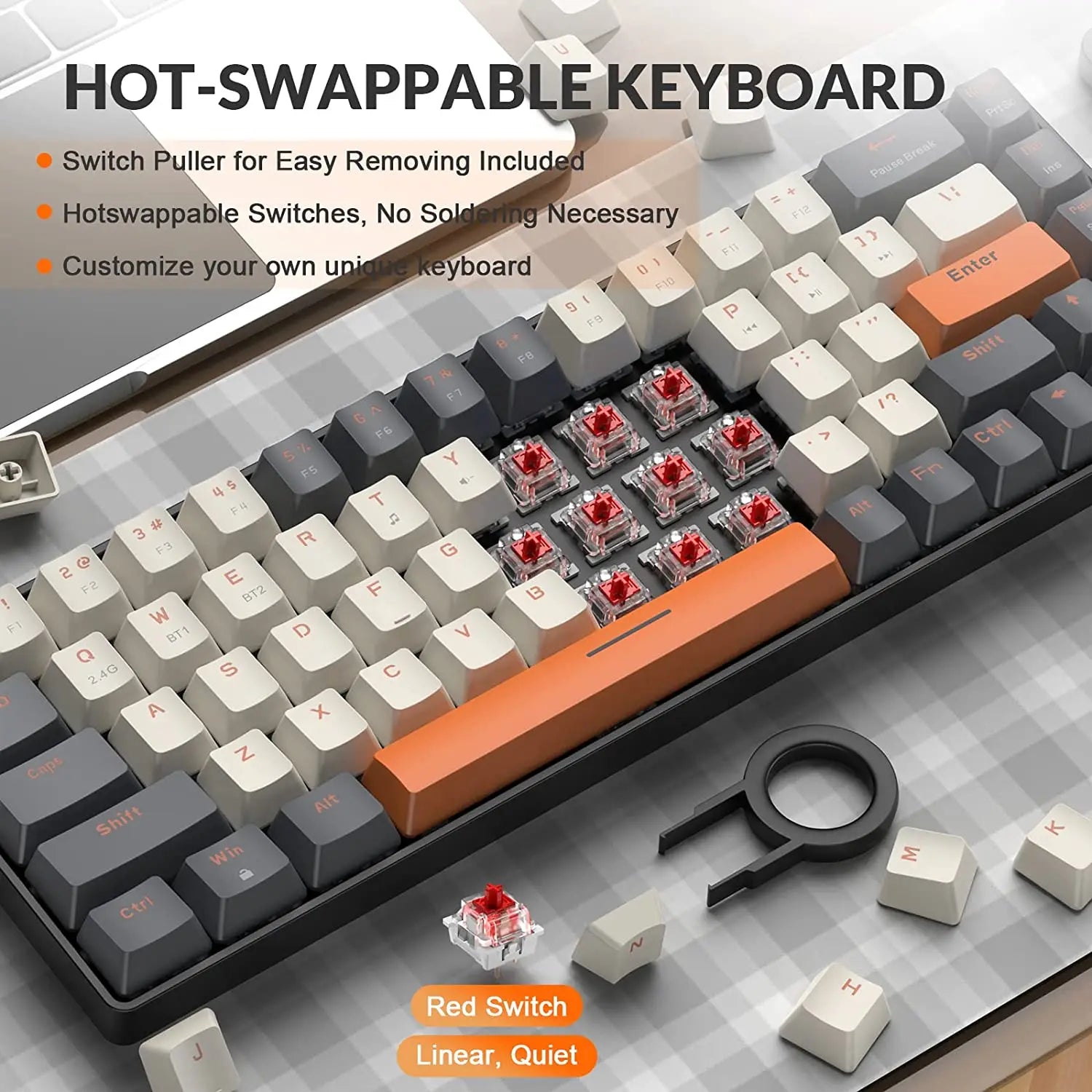 Wireless Mechanical Keyboard Bluetooth Dual Mode Hot-Swappable Mini - KeysCaps