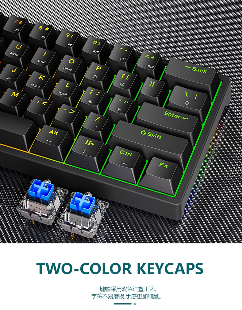 Mini Backlit RGB Gaming Mechanical Keyboard 60% Custom Keycap Hotswap - KeysCaps