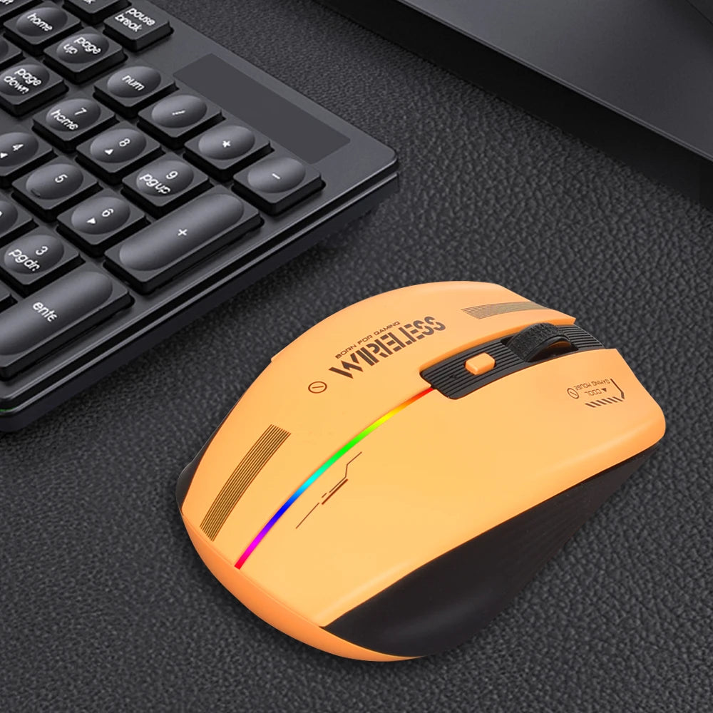 Ergonomic Rechargeable Gaming Mouse USB 2.4G Wireless RGB - KeysCaps