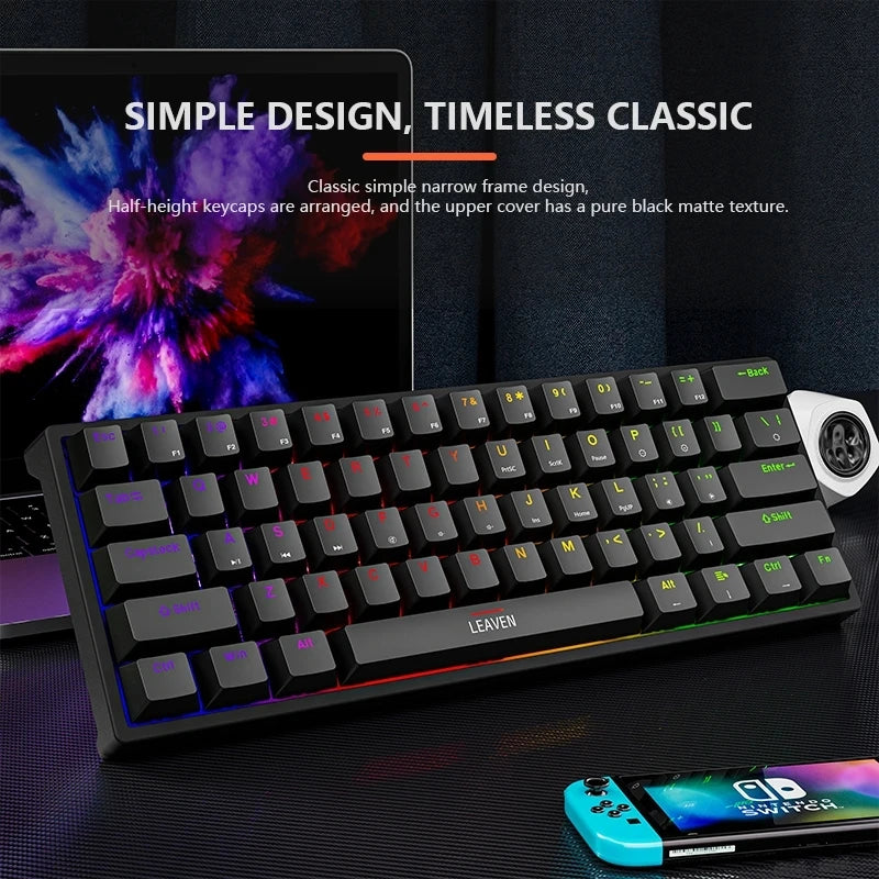 Mini Backlit RGB Gaming Mechanical Keyboard 60% Custom Keycap Hotswap - KeysCaps