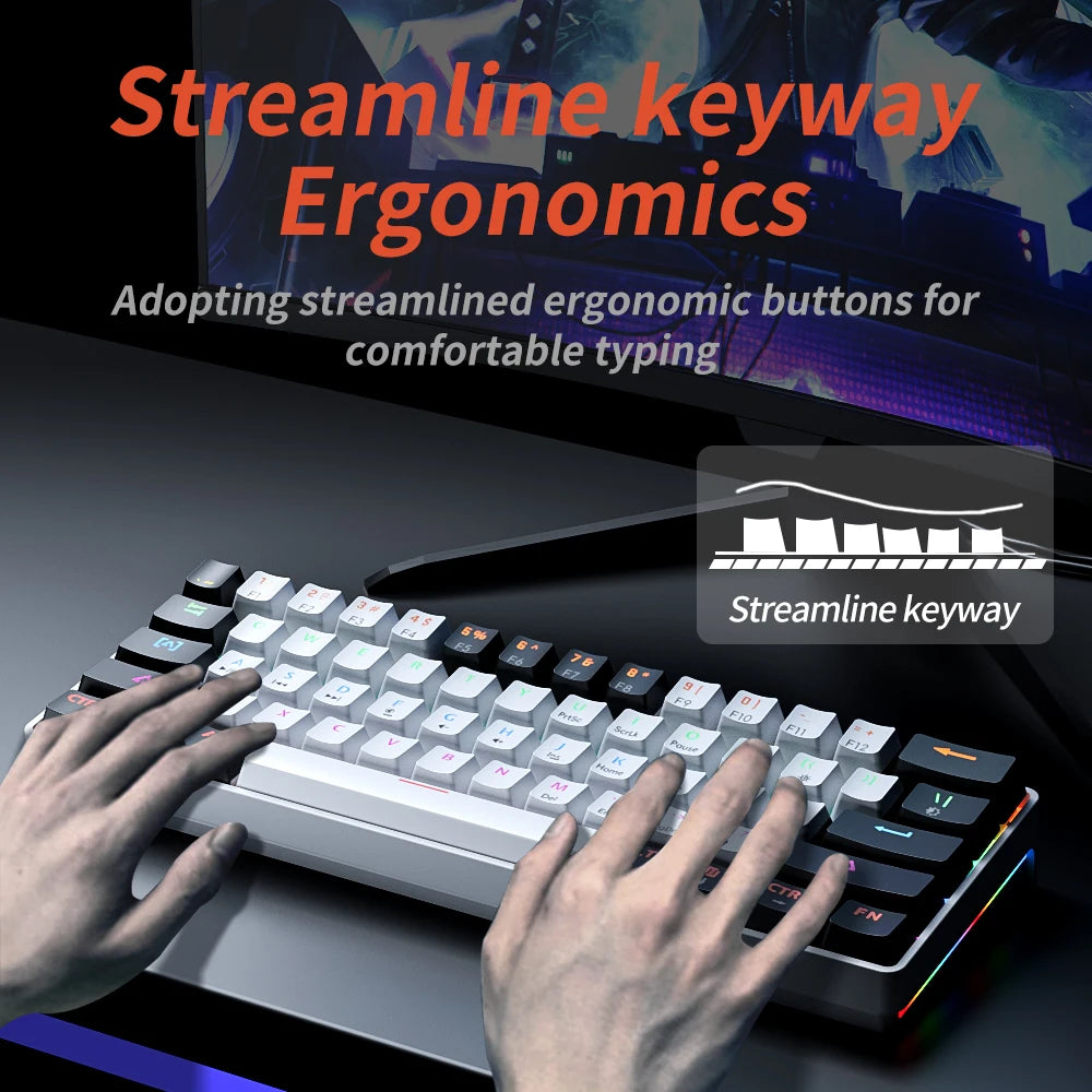 Gaming Mechanical Keyboard Detachable Cable RGB Backlit Hot Swappable - KeysCaps