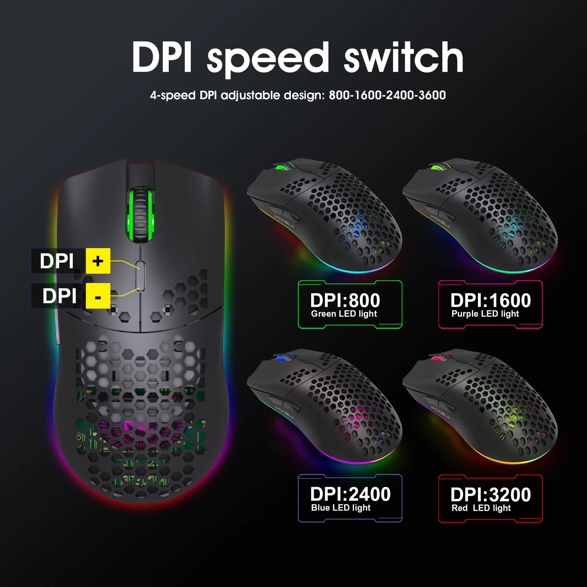 Rechargeable USB 2.4G Wireless Honeycomb Gaming Mouse RGB Lighting - KeysCaps