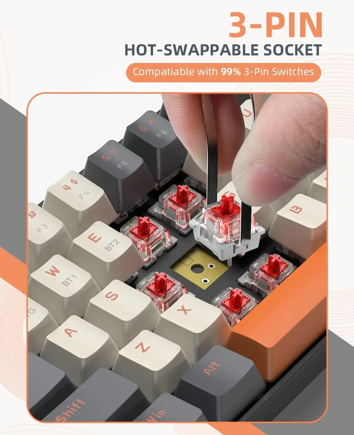 Wireless Mechanical Keyboard Bluetooth Dual Mode Hot-Swappable Mini - KeysCaps