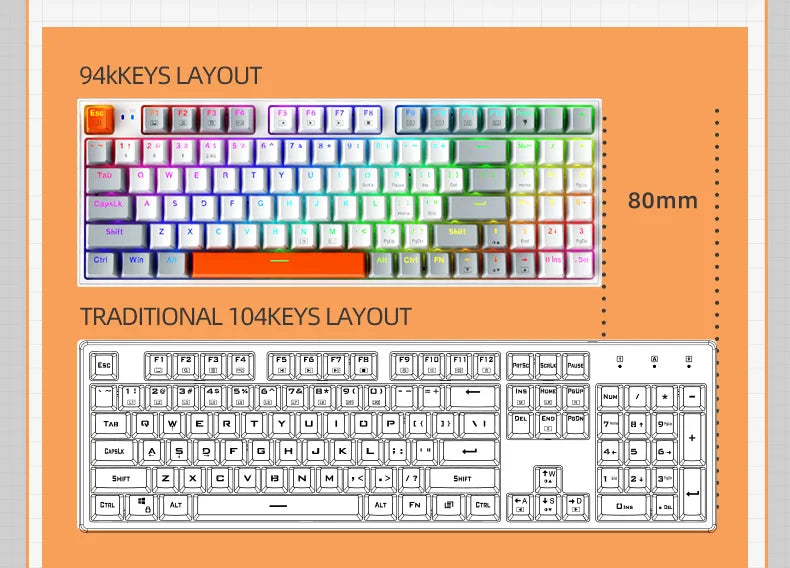 Wireless Gaming Mechanical Keyboard Hot Swap Tri-mode RGB Backlit - KeysCaps