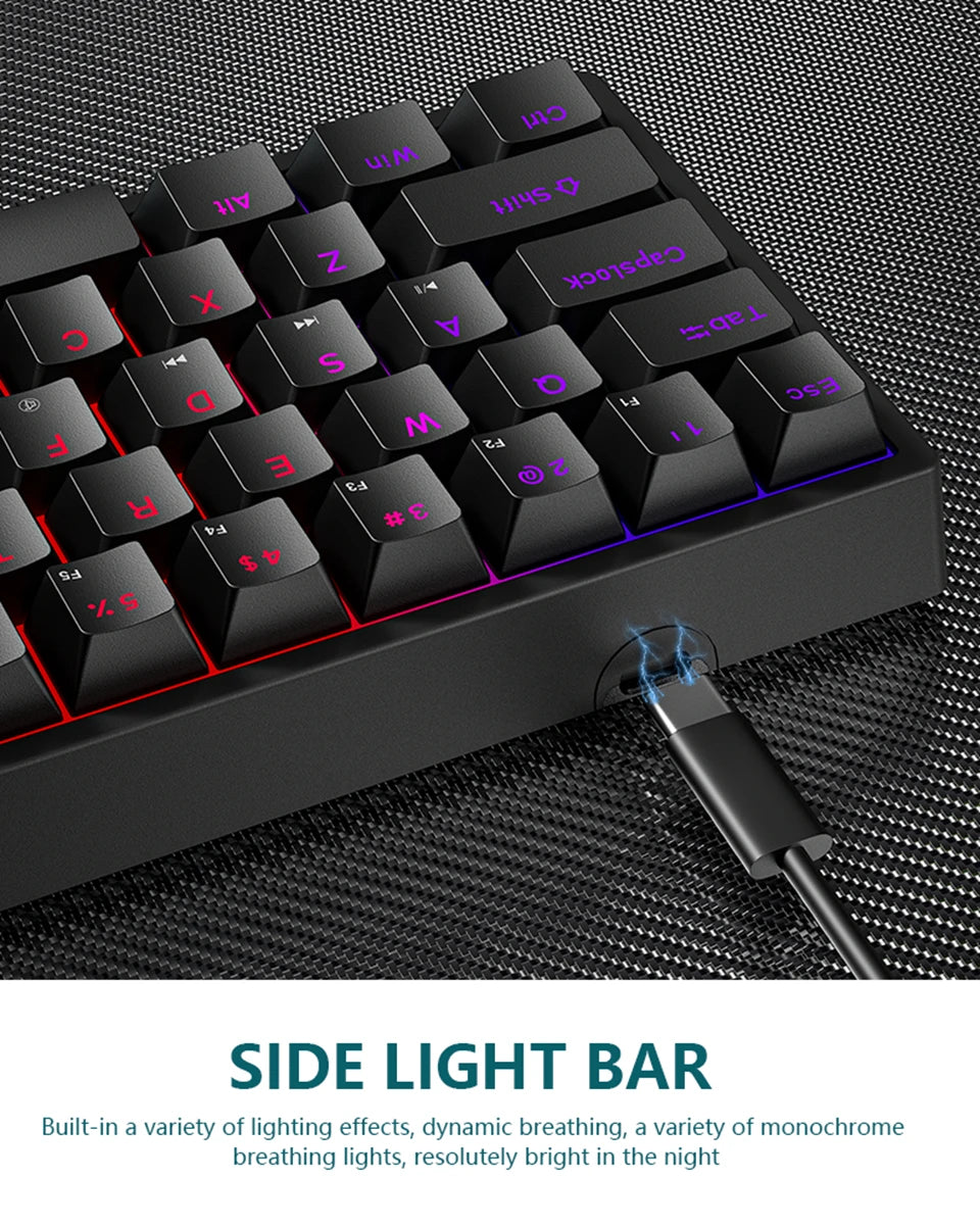 Mini Backlit RGB Gaming Mechanical Keyboard 60% Custom Keycap Hotswap - KeysCaps