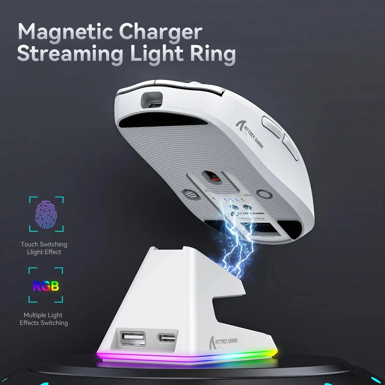 Lightweight Wireless Gaming Mouse with 3 Mode 2.4G BT5.2 RGB Backlight - KeysCaps