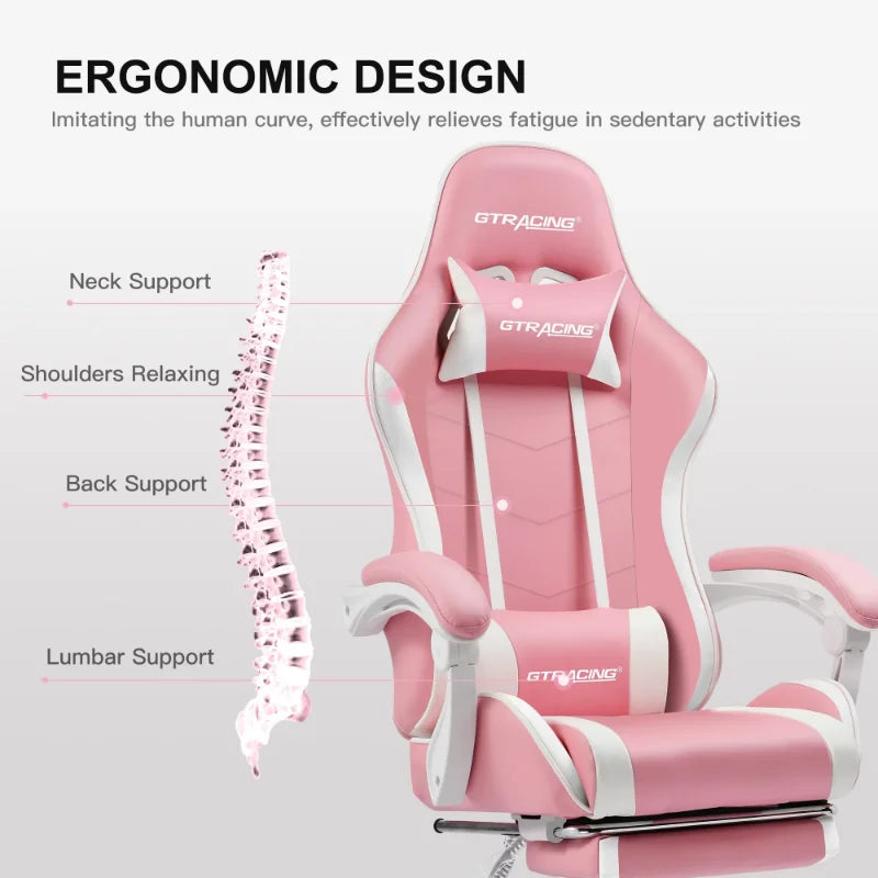 Adjustable Gaming Chair with Footrest