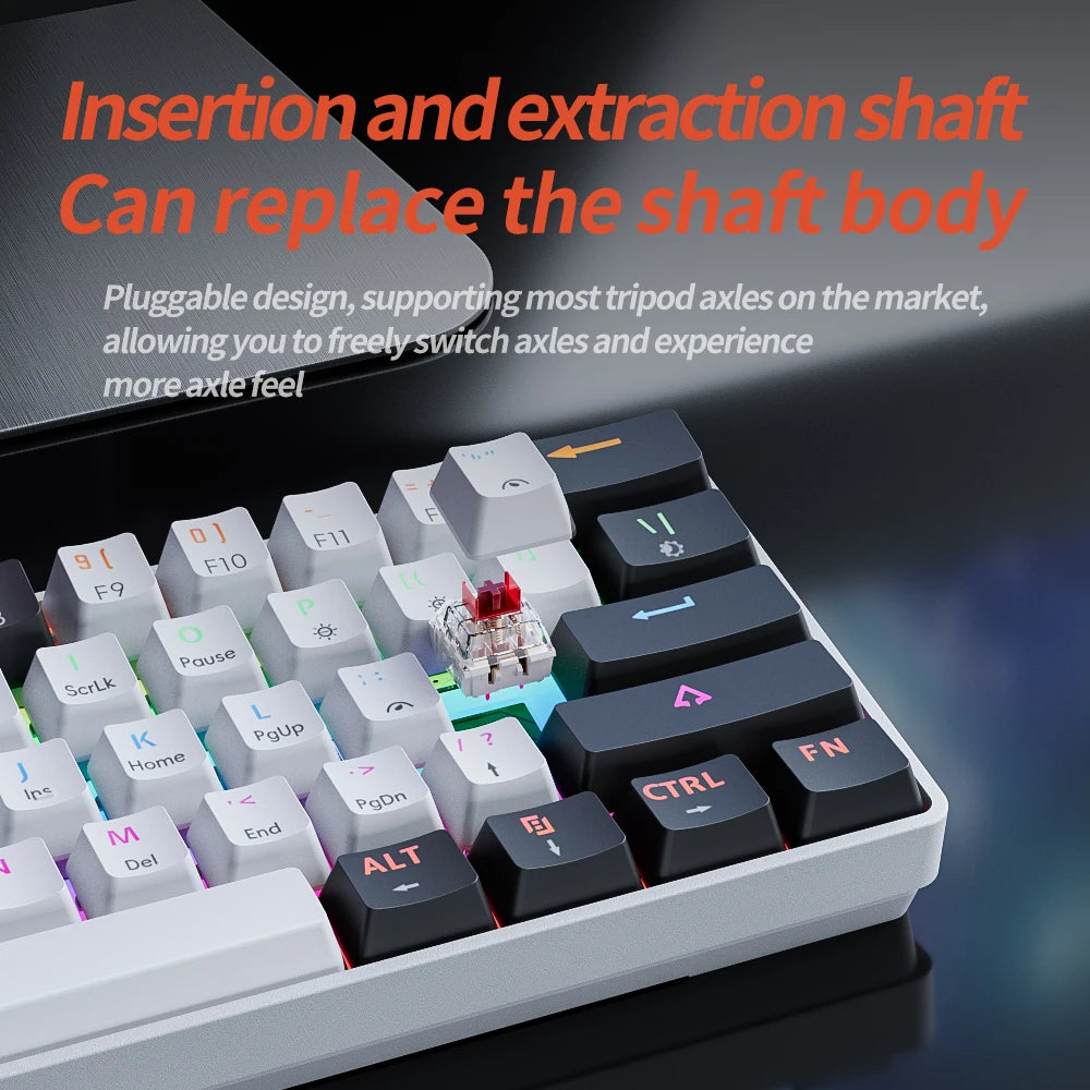 Gaming Mechanical Keyboard Detachable Cable RGB Backlit Hot Swappable - KeysCaps