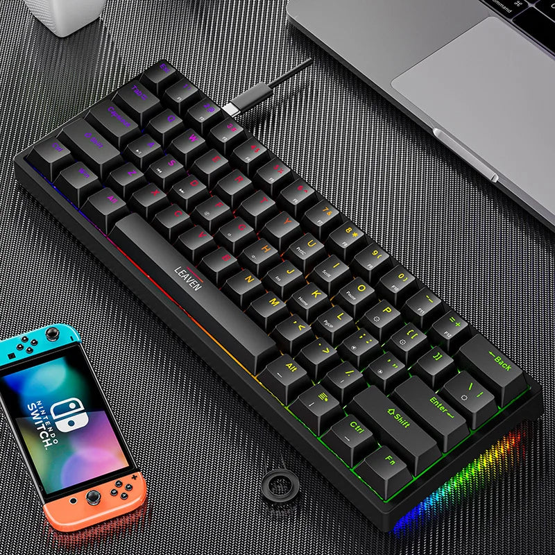 Mini Backlit RGB Gaming Mechanical Keyboard 60% Custom Keycap Hotswap - KeysCaps