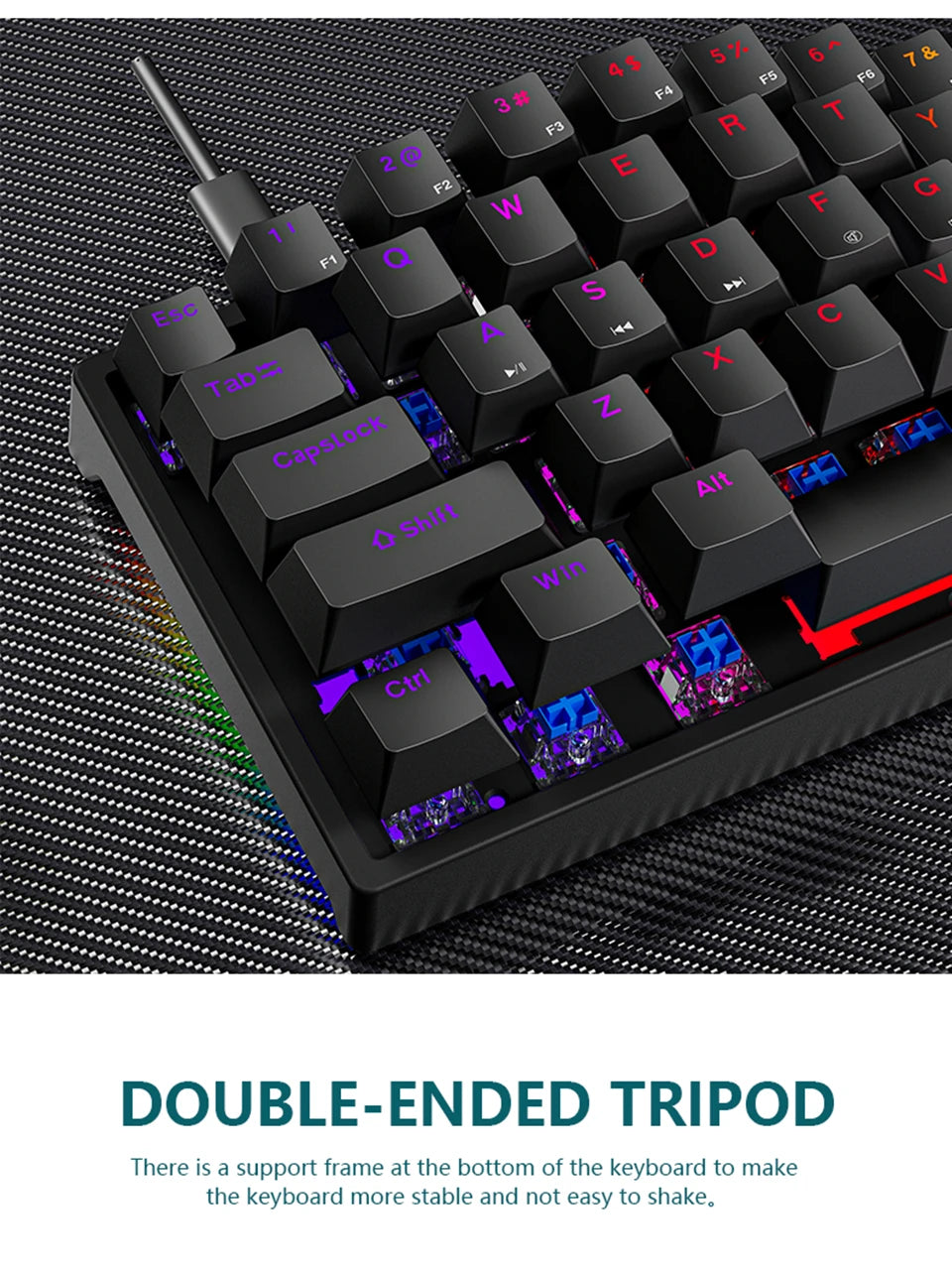 Mini Backlit RGB Gaming Mechanical Keyboard 60% Custom Keycap Hotswap - KeysCaps