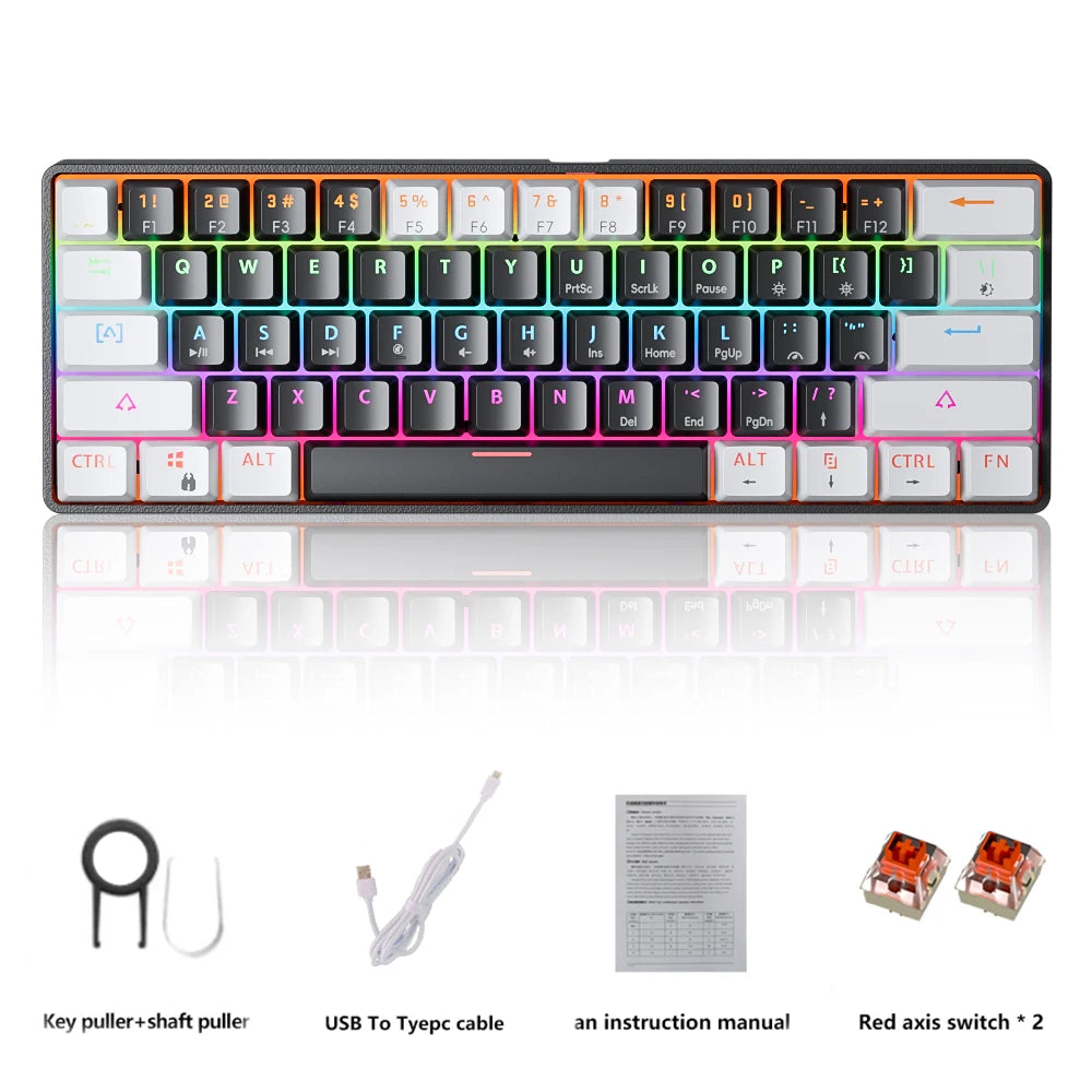 Gaming Mechanical Keyboard Detachable Cable RGB Backlit Hot Swappable - KeysCaps