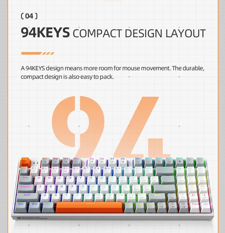 Wireless Gaming Mechanical Keyboard Hot Swap Tri-mode RGB Backlit - KeysCaps