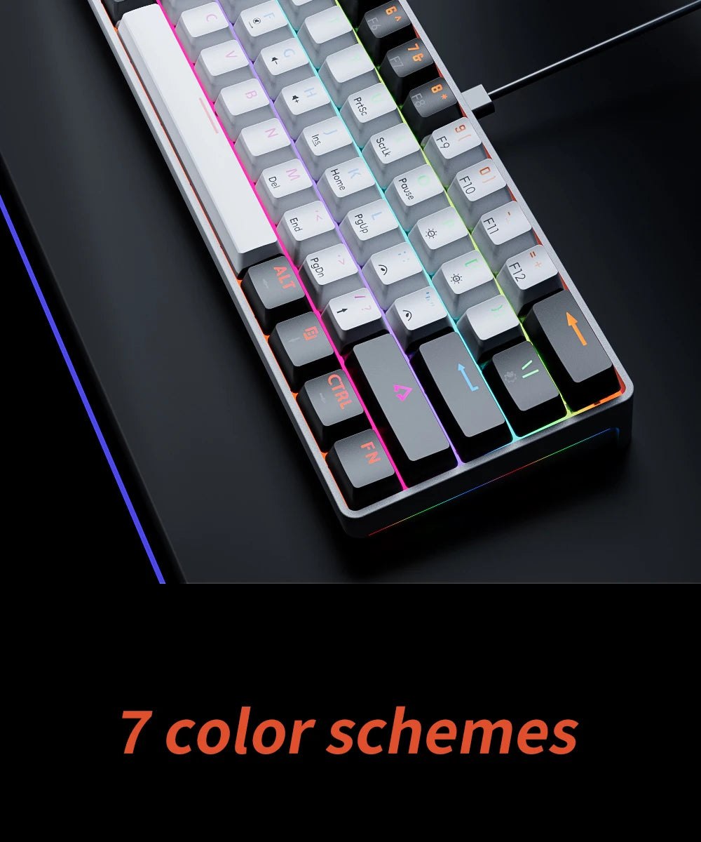 Gaming Mechanical Keyboard Detachable Cable RGB Backlit Hot Swappable - KeysCaps