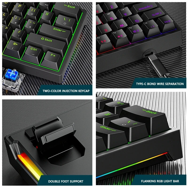 Mini Backlit RGB Gaming Mechanical Keyboard 60% Custom Keycap Hotswap - KeysCaps