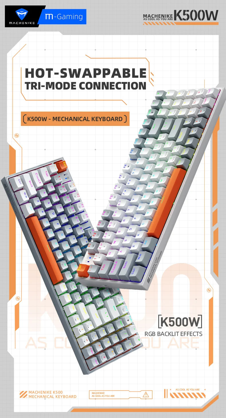 Wireless Gaming Mechanical Keyboard Hot Swap Tri-mode RGB Backlit - KeysCaps