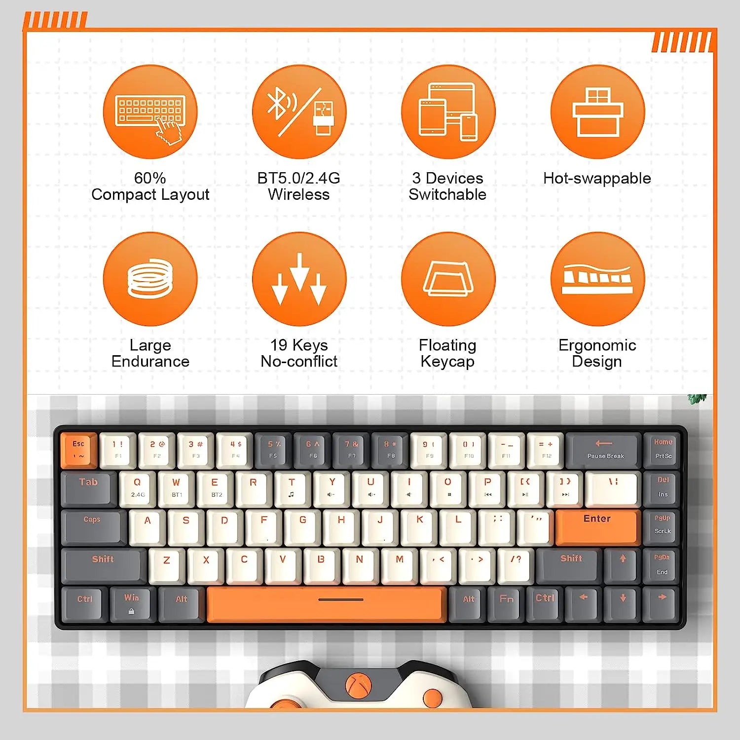 Wireless Mechanical Keyboard Bluetooth Dual Mode Hot-Swappable Mini - KeysCaps