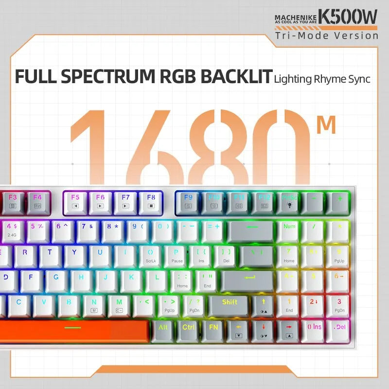 Wireless Gaming Mechanical Keyboard Hot Swap Tri-mode RGB Backlit - KeysCaps