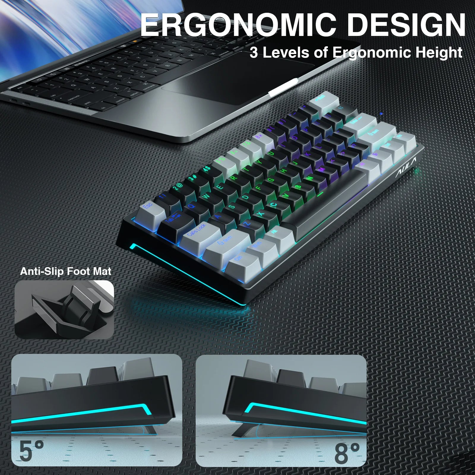 Mechanical Gaming Keyboard 60% Hot-swap RGB Customized Layout - KeysCaps