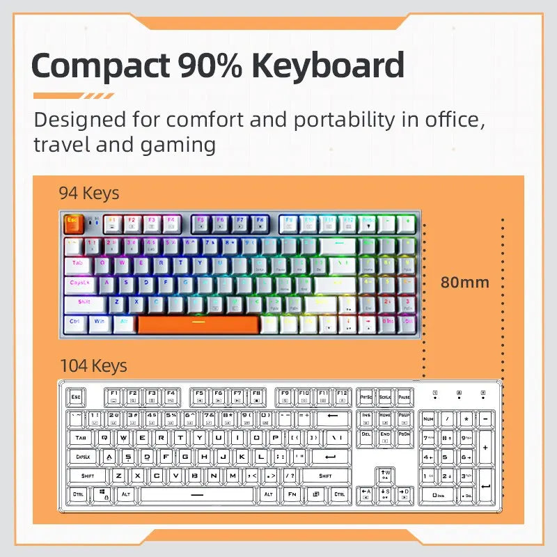 Wireless Gaming Mechanical Keyboard Hot Swap Tri-mode RGB Backlit - KeysCaps