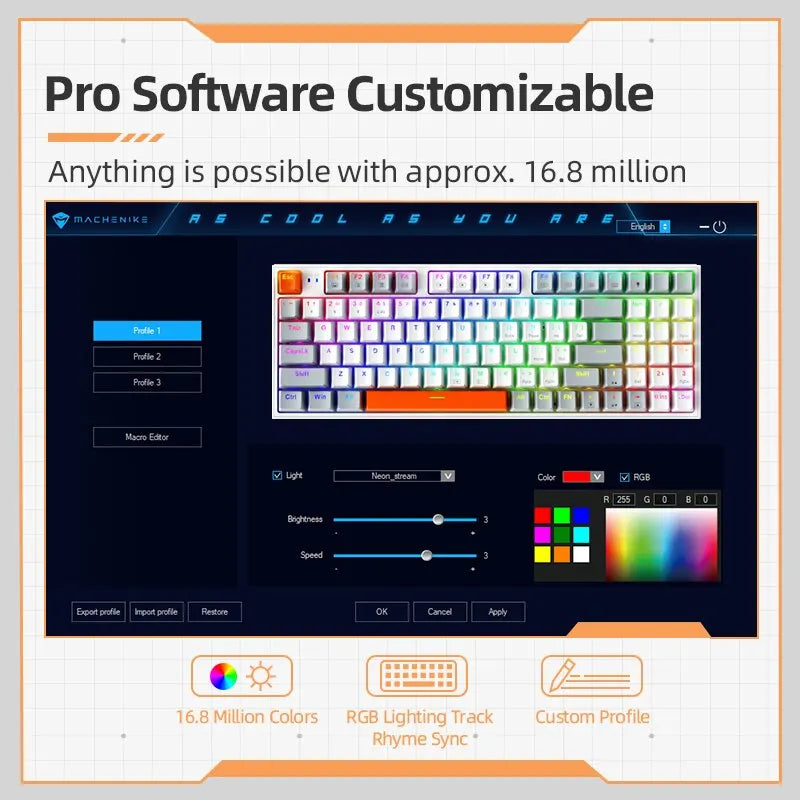 Wireless Gaming Mechanical Keyboard Hot Swap Tri-mode RGB Backlit - KeysCaps
