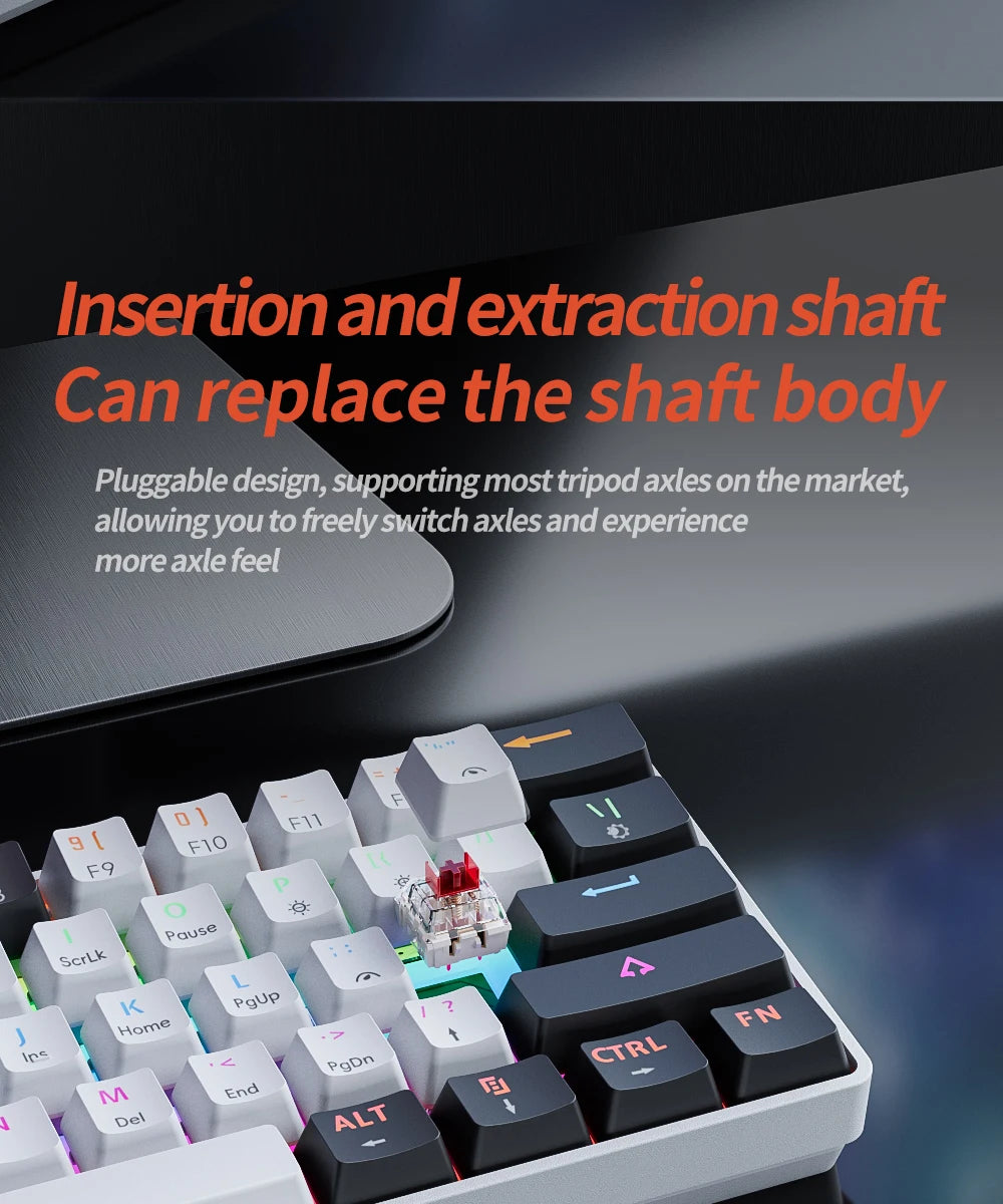 Gaming Mechanical Keyboard Detachable Cable RGB Backlit Hot Swappable - KeysCaps