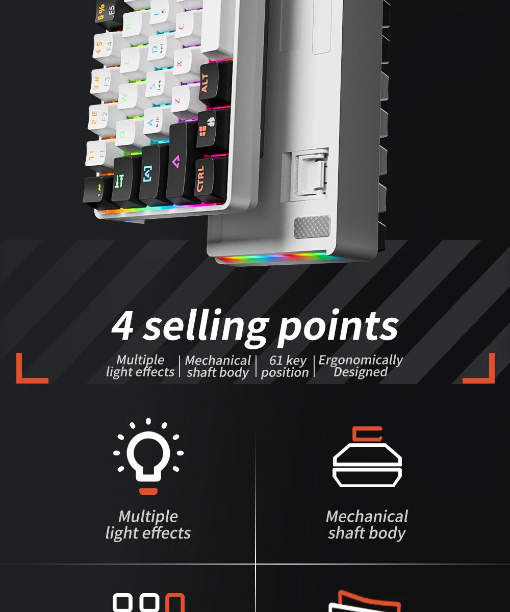 Gaming Mechanical Keyboard Detachable Cable RGB Backlit Hot Swappable - KeysCaps