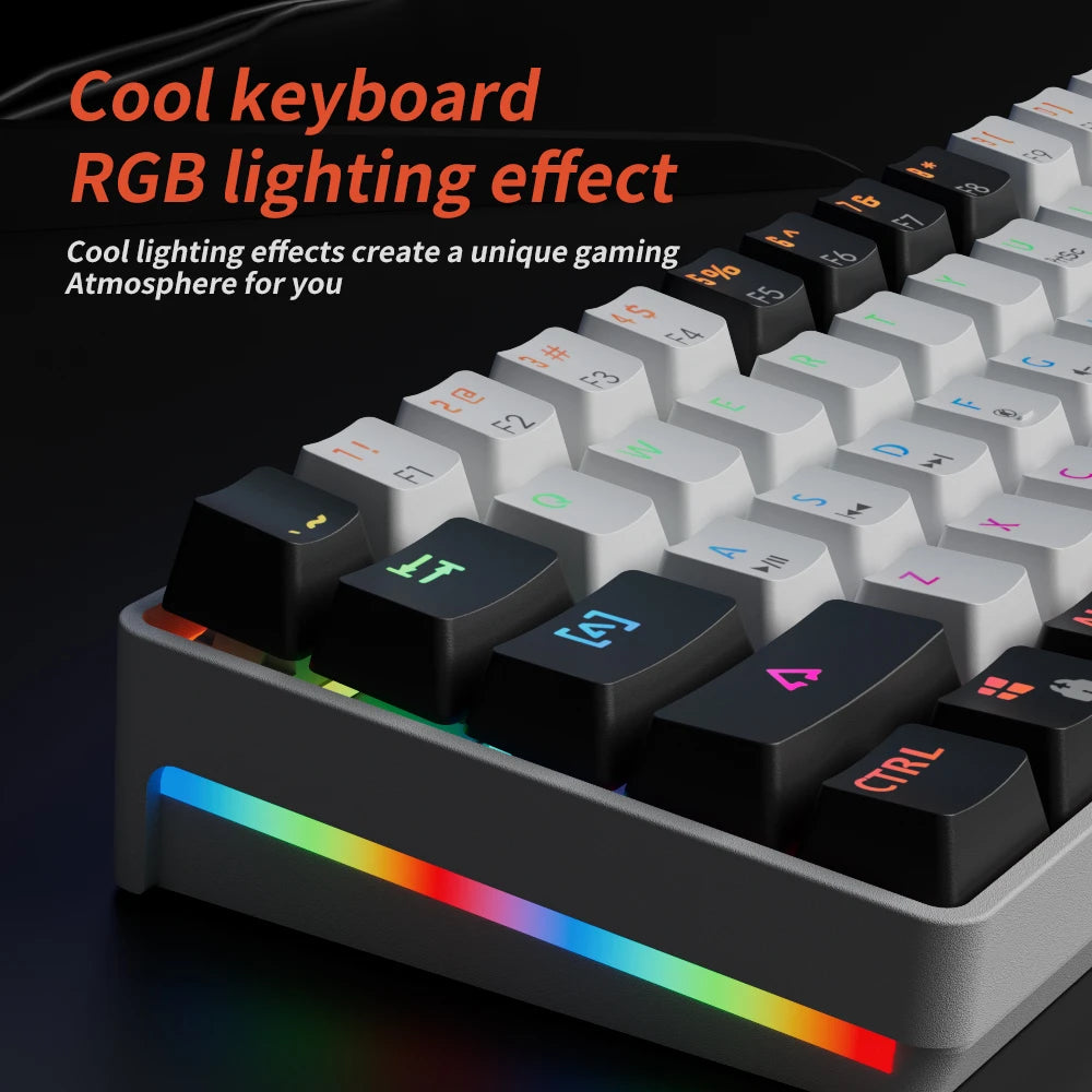 Gaming Mechanical Keyboard Detachable Cable RGB Backlit Hot Swappable - KeysCaps