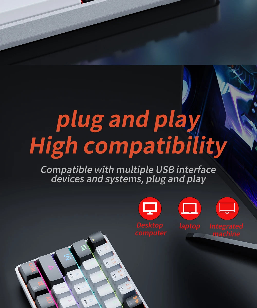 Gaming Mechanical Keyboard Detachable Cable RGB Backlit Hot Swappable - KeysCaps