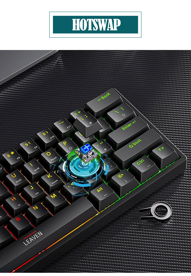 Mini Backlit RGB Gaming Mechanical Keyboard 60% Custom Keycap Hotswap - KeysCaps