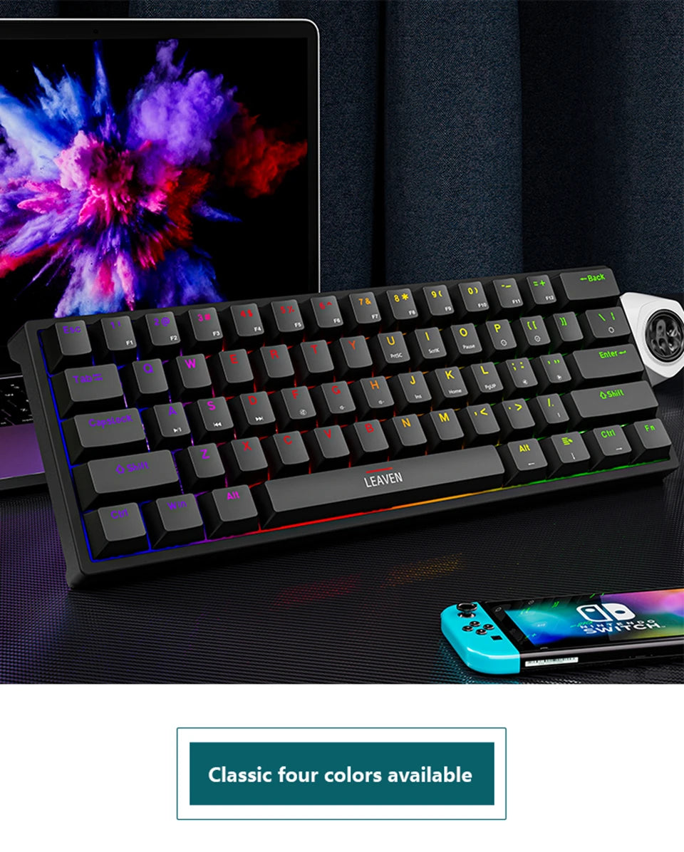 Mini Backlit RGB Gaming Mechanical Keyboard 60% Custom Keycap Hotswap - KeysCaps