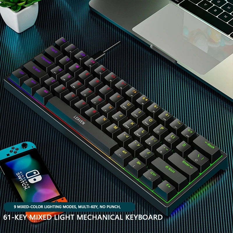 Mini Backlit RGB Gaming Mechanical Keyboard 60% Custom Keycap Hotswap - KeysCaps